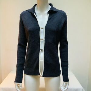 PEACOCK BLUE WOOL SWEATER MEDIUM GRAY